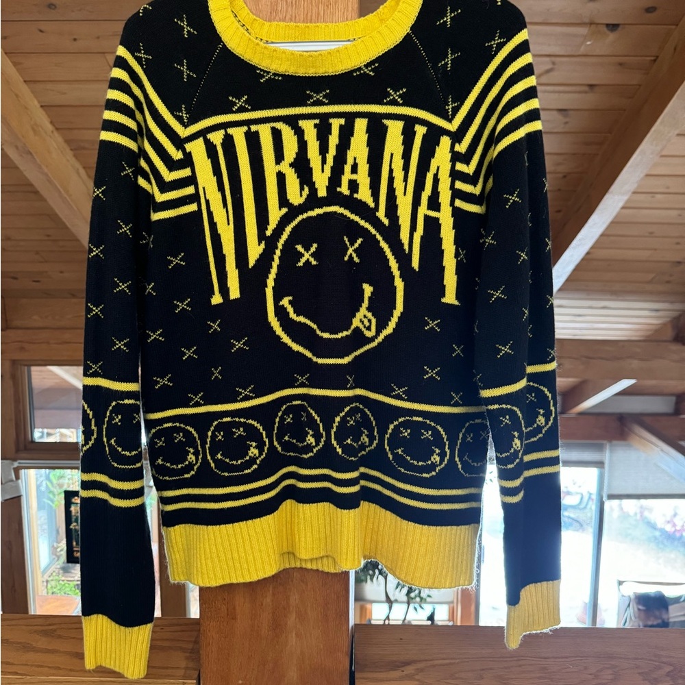 Nirvana Black and Yellow Christmas Sweater